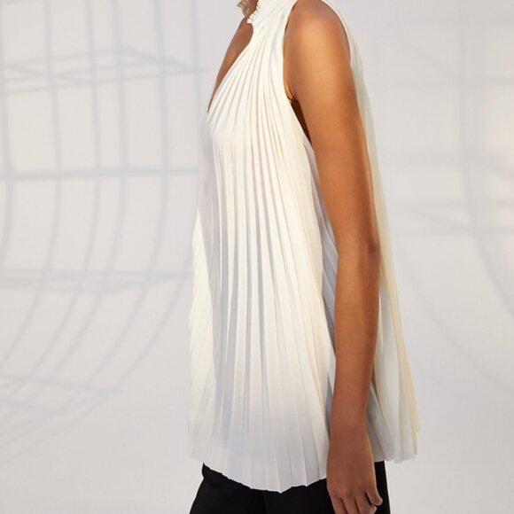 Aritzia Babaton 1-01 Guell Pleated Blouse Tunic Top Shirt Old Money Quiet Luxury - Picture 2 of 9
